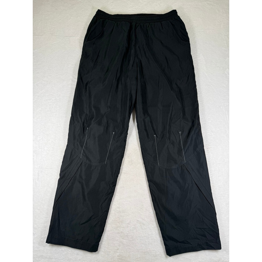 Australian Black Nylon Track Pants Embroidered Logo Size 52 Relaxed Fit Active